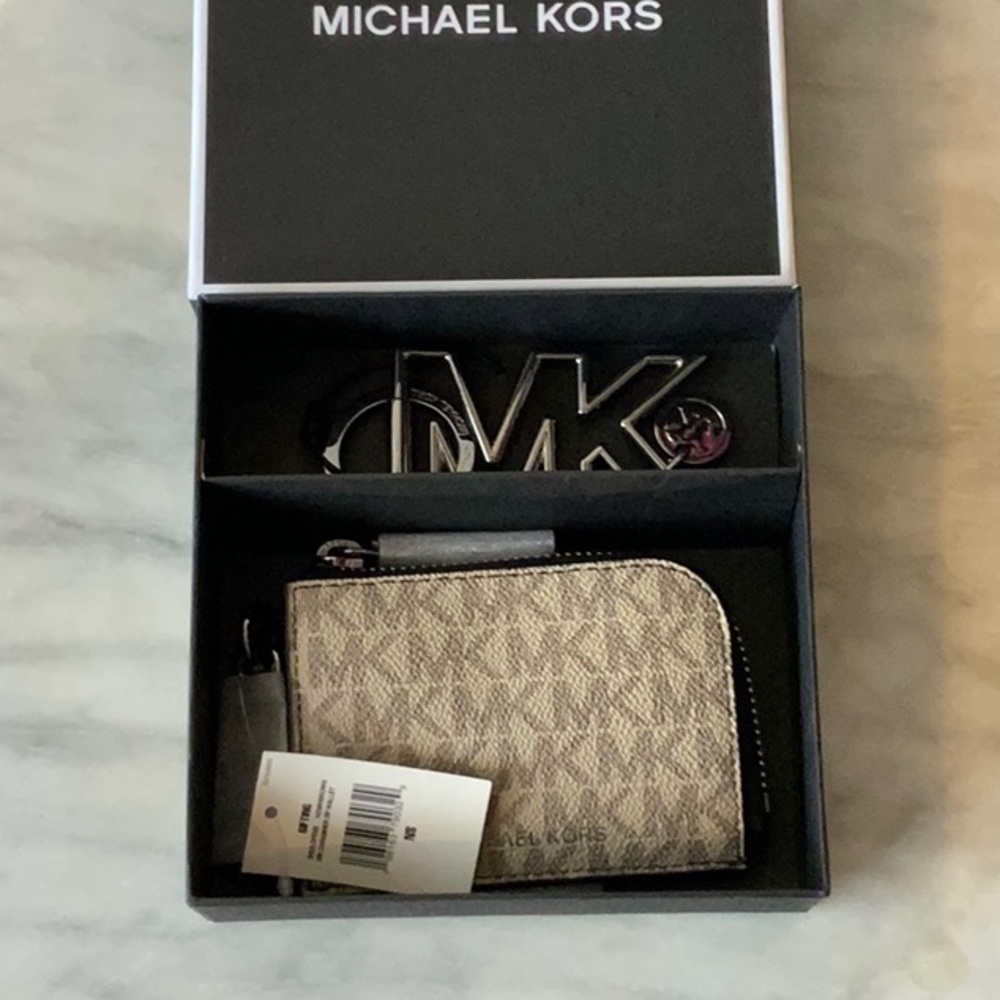 Michael Kors brown Leather Keychain Wallet